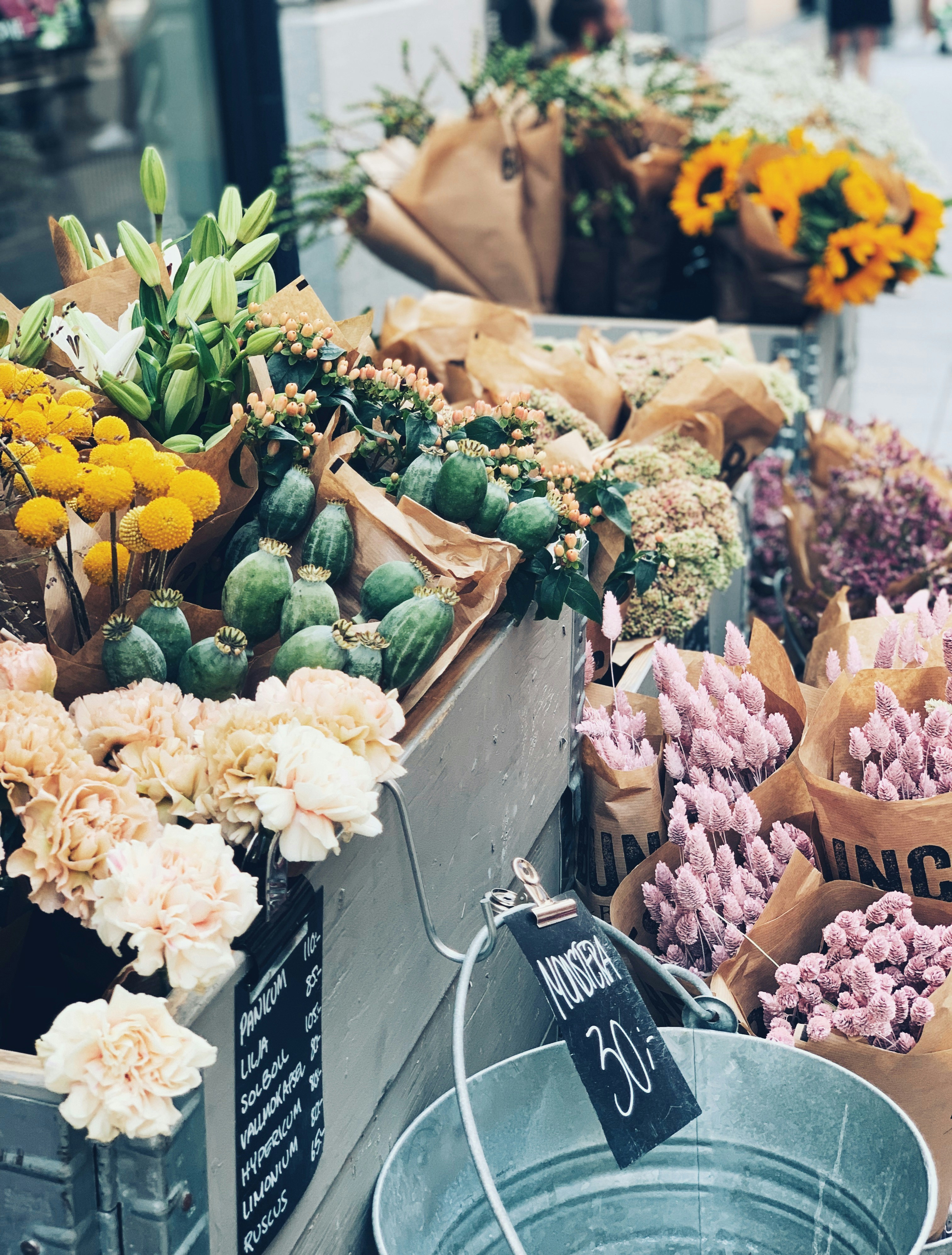 flowers in a market